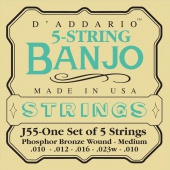 D'Addario J 55 - struny na 5 strunné banjo