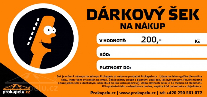 Dárkový šek 200,- Kč k nákupu na Prokapelu.cz