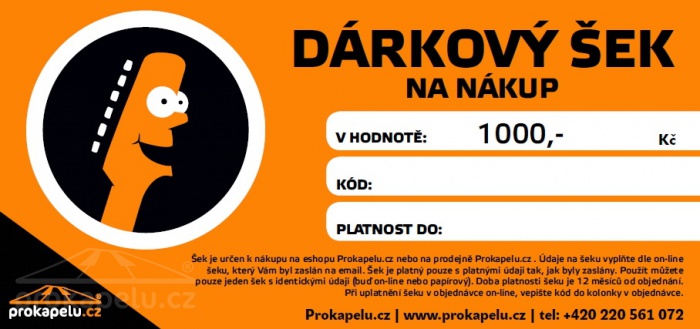 Dárkový šek 1000,- Kč k nákupu na Prokapelu.cz