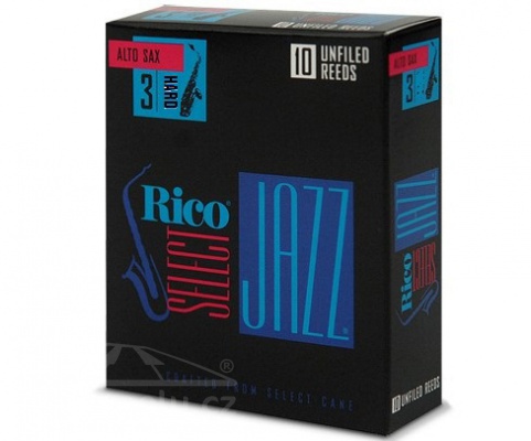 Plátek Rico Jazz Select pro altový saxofon - tvrdost 3 HARD UnFiled reeds