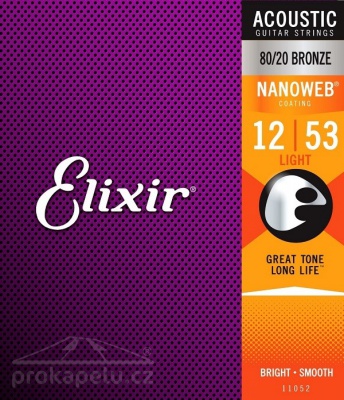 Elixir 11052 80/20 BR Nanoweb (light) 12/53 - kovové struny pro akustickou kytaru