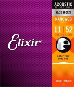Elixir 11027 80/20 BR Nanoweb (custom light) 11/52 - kovové struny pro akustickou kytaru