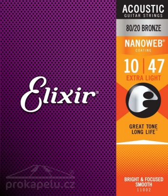 Elixir 11002 80/20 BR Nanoweb (extra light) 10/47 - kovové struny pro akustickou kytaru