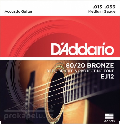 D'Addario EJ12 Br (medium) 13/56 - kovové struny pro akustickou kytaru